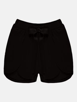 KiddoPanti - Girls Black Over Lap Bow With Shorts