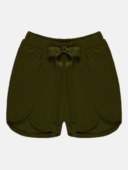 KiddoPanti - Girls Green Over Lap Bow With Shorts