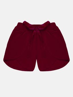 KiddoPanti - Girls Wine Over Lap Bow With Shorts
