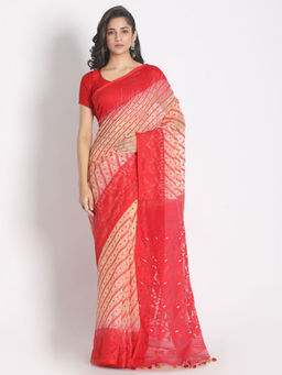Angoshobha - Women Red Woven Jamdani Saree