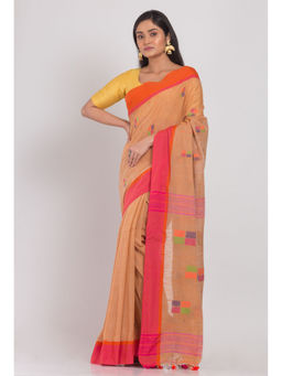 Angoshobha - Women Beige Woven Jamdani Saree with Unstitched Blouse