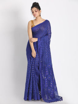 Angoshobha - Women Blue Woven Jamdani Saree