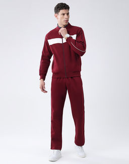 Monte Carlo - Men Maroon High Neck Full Sleeve Tracksuit