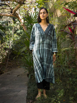 The Hemming Bird - Monochrome Tie & Dye Cotton Kurta With Pant (Set of 2)