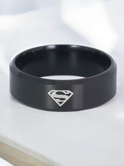 Fabula - Black Titanium Superman Broad Fashion Ring (9)