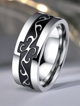 Fabula - Silver Stainless Steel Celtic Symbol Band Ring (9)