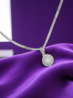 Fabula - Silver Tone American Diamond Solitaire Necklace