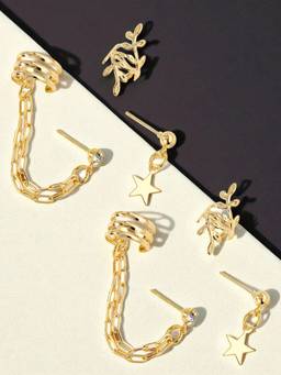 Fabula - Gold Tone Ear Cuff Earrings (Pack Of 3)