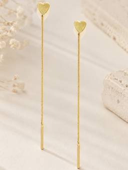 Fabula - Gold Two-In-One Love Heart Fashion Drop Earrings