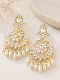 Fabula - Gold Tone Kundan and Pearls Drop Earrings