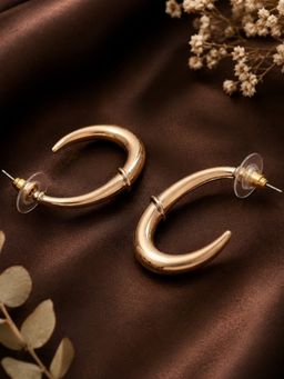 OOMPH - Gold Bold Look Party Wear Hoop Earrings