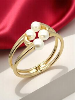 OOMPH - Gold Tone Pearl Studded Hand Kada