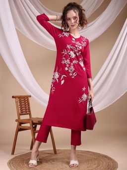 Tikhi Imli - Fuschia Pink Embroidered Rayon Co-Ord (Set of 2)