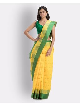 Angoshobha - Women's Tant Yellow Cotton Saree
