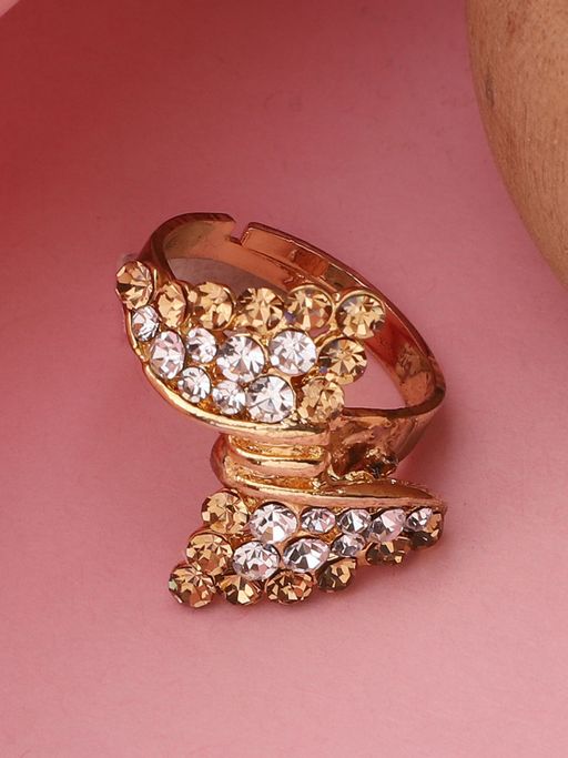 Anika's Creations Anika's Creation Stone Studded Gold Plated Designer Ring