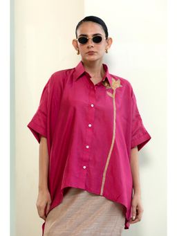 EEDA - Asymmetrical Rose Shirt - Pink