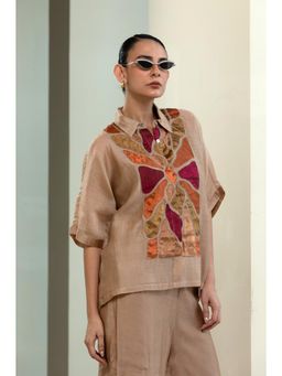 EEDA - Full Patch Shirt With Slip - Beige