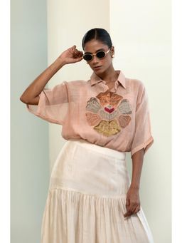EEDA - Round Patch Shirt With Slip - Peach