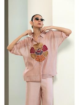 EEDA - Round Patch Shirt With Slip - Pink
