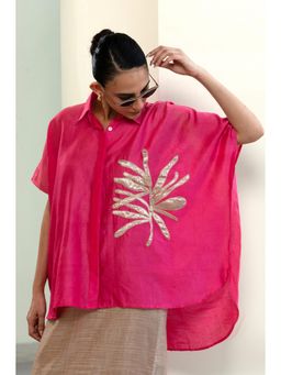 EEDA - Leaf Kaftan Shirt - Pink