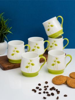 CLAY CRAFT - Fine Ceramic Adam Blossom Tea & Coffee Cup 200ml Green