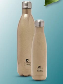 CLAY CRAFT - Vacbott Vacuum Double Walled 24 Hours Hot & Cold Water Bottles 2 Piece (1000ml) Gold