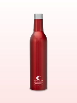 CLAY CRAFT - Vacbott Vacuum Ivy Wine Double Walled 24 Hours Hot & Cold Water Bottle (800ml) Red