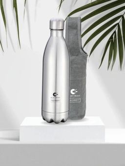 CLAY CRAFT - Vacbott Vacuum Stark Double Walled 24 Hours Hot & Cold Water Bottle (1000ml) Silver
