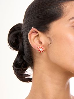 Ethnic Andaz - Scarlet Red Blossom Studs