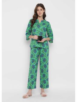 Shopbloom - Blue Floral Print Womens Nightsuit