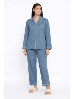 Shopbloom - Grey Floral Print Long Sleeve Womens Nightsuit