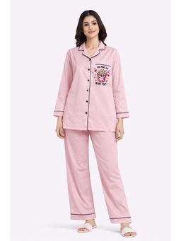 Shopbloom - Heart Pop Pink Print Long Sleeve Womens Nightsuit