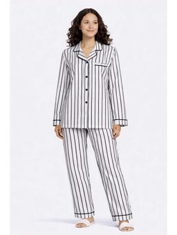 Shopbloom - Classic Loom Stripes Print Long Sleeve Womens Nightsuit
