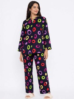 Shopbloom - Cosmic Ring 3/4Th Sleeve Print Womens Nightsuit