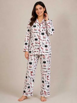 Shopbloom - Prada Mood Print Long Sleeve Womens Nightsuit