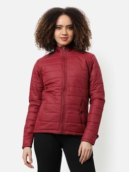 Campus Sutra - Womens Maroon Puffer Jacket