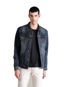 Cantabil - Men Dirty Blue Solid Full Sleeves Casual Jacket