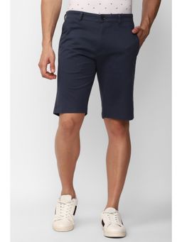 Simon Carter - Mens Navy Blue Solid Slim Fit Shorts