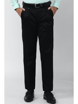 Van Heusen - Men Black Solid Regular Fit Trousers