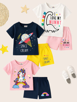 Kuchipoo - Girls Regular Fit Cotton T-shirts and Shorts (Kuc-Bsut-127) (Pack of 6)