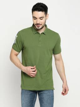Spykar - Cactus Green Cotton Half Sleeve Plain Casual T-Shirt for Men
