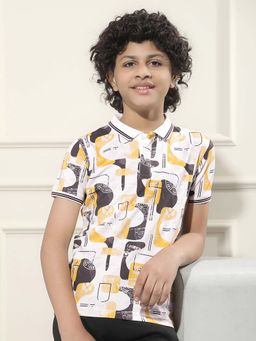 CRIMSOUNE CLUB - Boy Yellow Graphic Print Polo T-Shirt