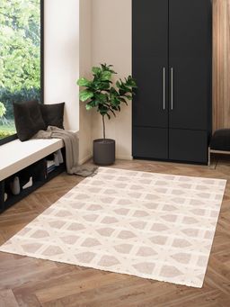 OBSESSIONS - Cream Geometric Polypropylene Carpet