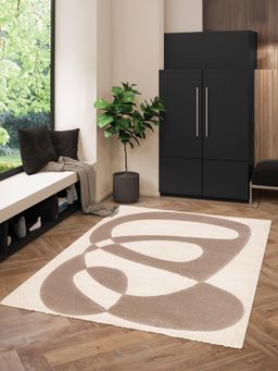 OBSESSIONS - Brown Abstract Polypropylene Carpet (5X7 Feet)