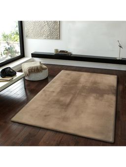 OBSESSIONS - Camel Solid Polyester Carpet (5X7 Feet)