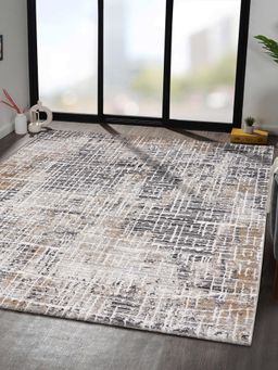OBSESSIONS - Beige and Charcoal Abstract Polypropylene Carpet (6X9 Feet)