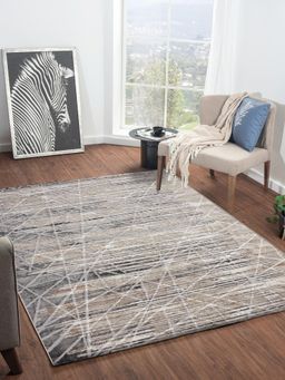 OBSESSIONS - Beige and Grey Abstract Polypropylene Carpet (6X9 Feet)
