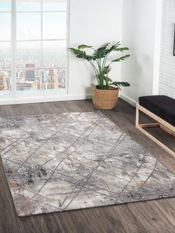 OBSESSIONS - Grey and Brown Abstract Polypropylene Carpet (6X9 Feet)