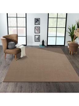 OBSESSIONS - D Beige Solid Polyester Carpet (5X7 Feet)