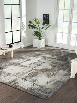 OBSESSIONS - Beige and Grey Abstract Polypropylene Carpet